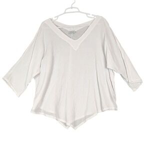 Oh My Gauze White Cotton V Neck 3/4 Sleeve Bohemian Top Blouse